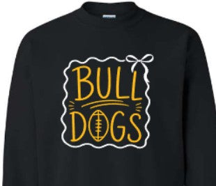 Bulldogs No Football and with Football Bow Frame Black Sweatshirt