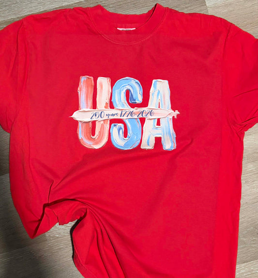USA 250 years painted look T shirt