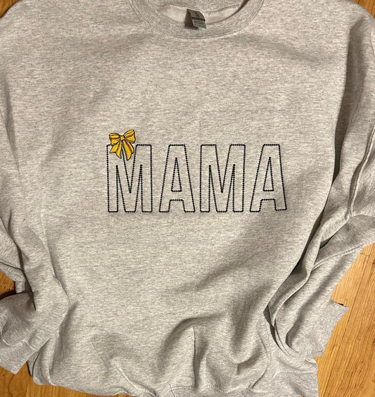 Mama sports bow Embroidery Crewneck
