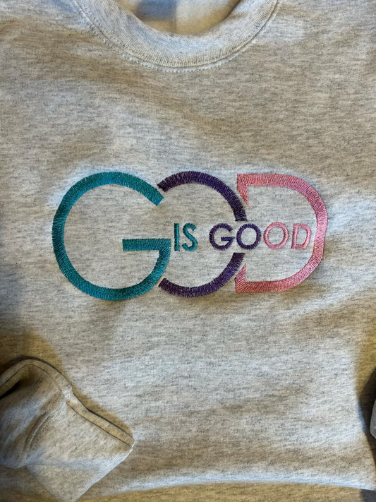 God Is Good Embroidery Crewneck