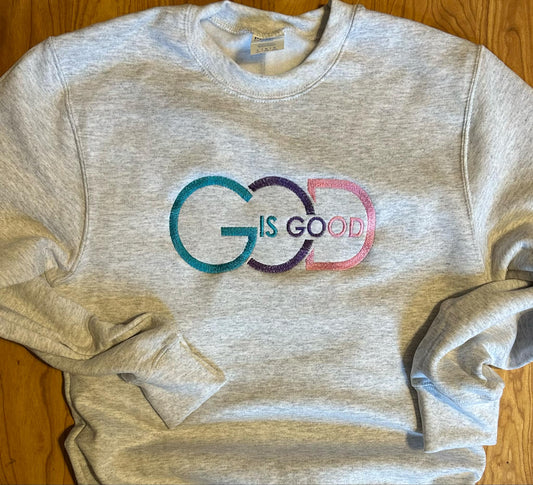 God Is Good Embroidery Crewneck