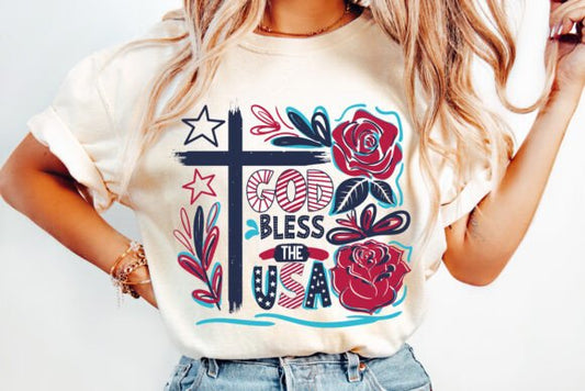 Boho God Bless USA T-Shirt