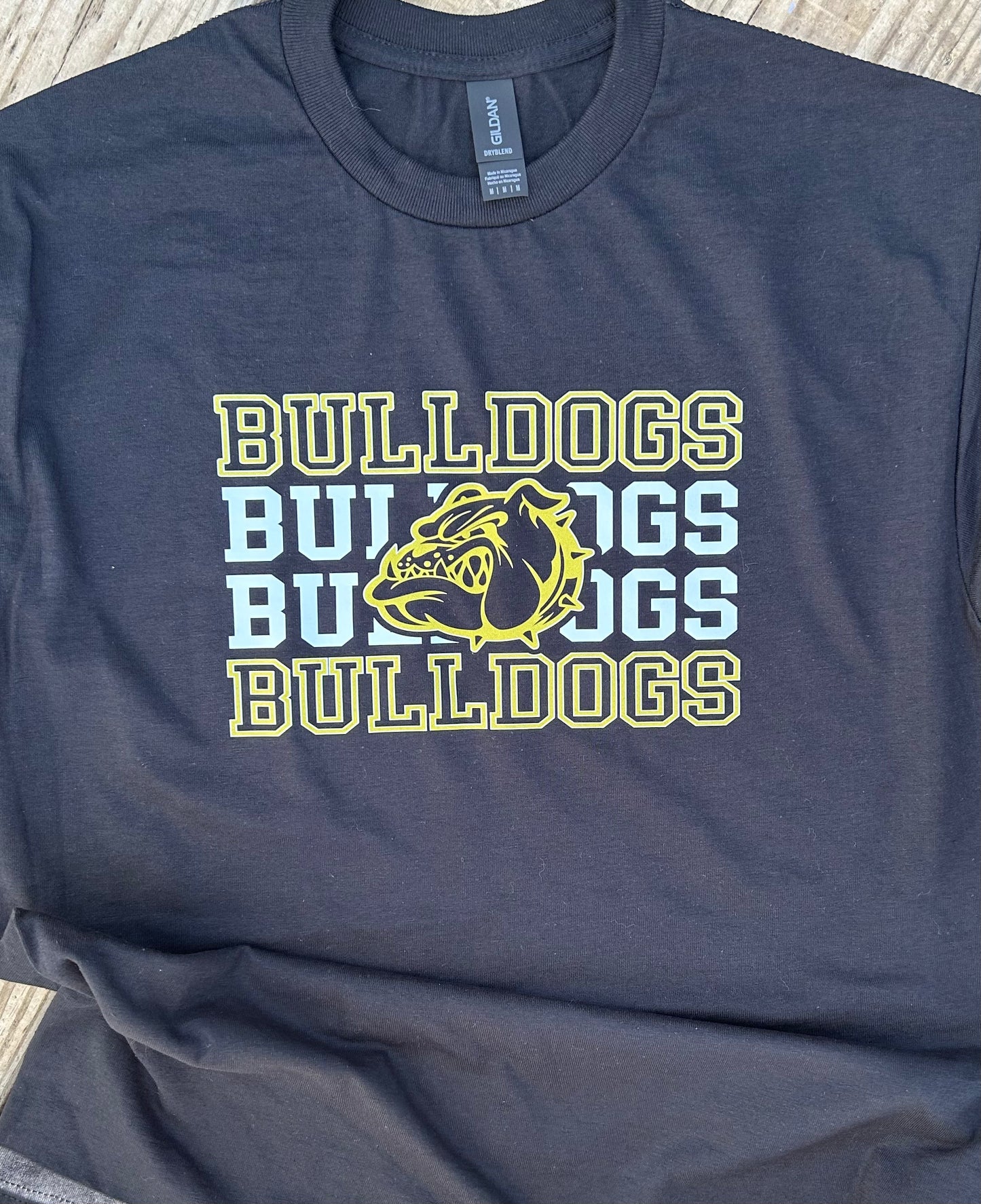 Bulldog Mascot stacked Black T-Shirt