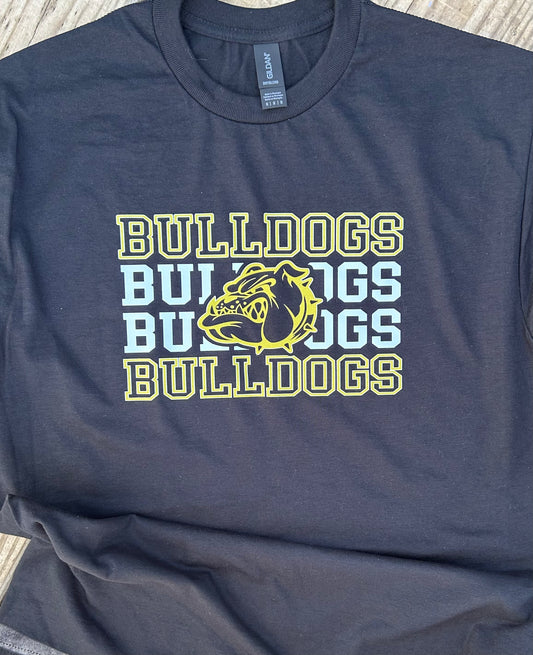 Bulldog Mascot stacked Black T-Shirt