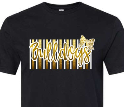 Bulldogs Stripe Bow  T-Shirt