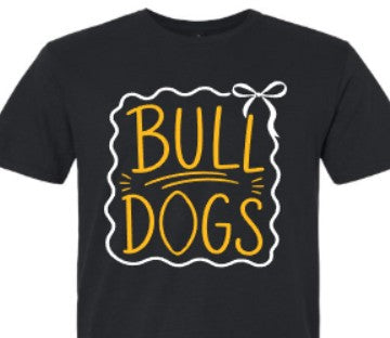 Bulldogs No Football and with Football Bow Frame Black T-Shirt