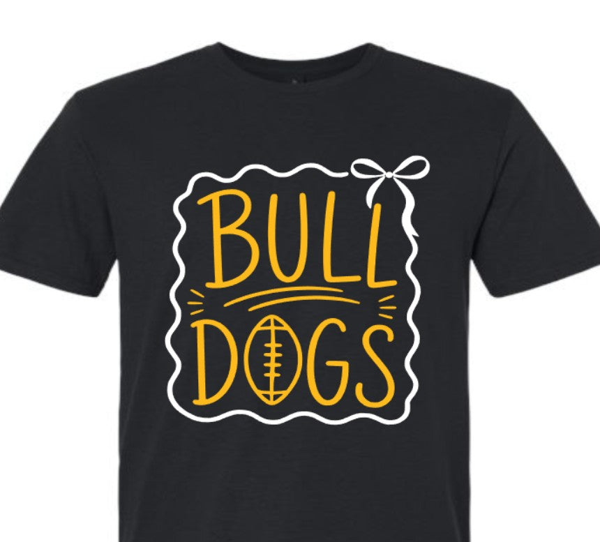 Bulldogs No Football and with Football Bow Frame Black T-Shirt