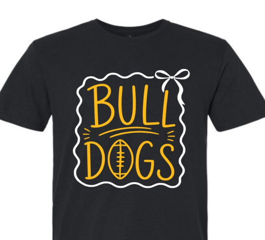 Bulldogs No Football and with Football Bow Frame Black T-Shirt