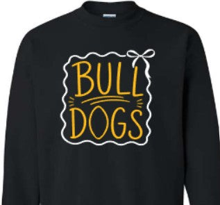 Bulldogs No Football and with Football Bow Frame Black Sweatshirt