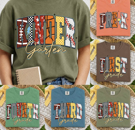back to school  Sports edition Pre K through Fourth grade ORDER ENDS 7/26