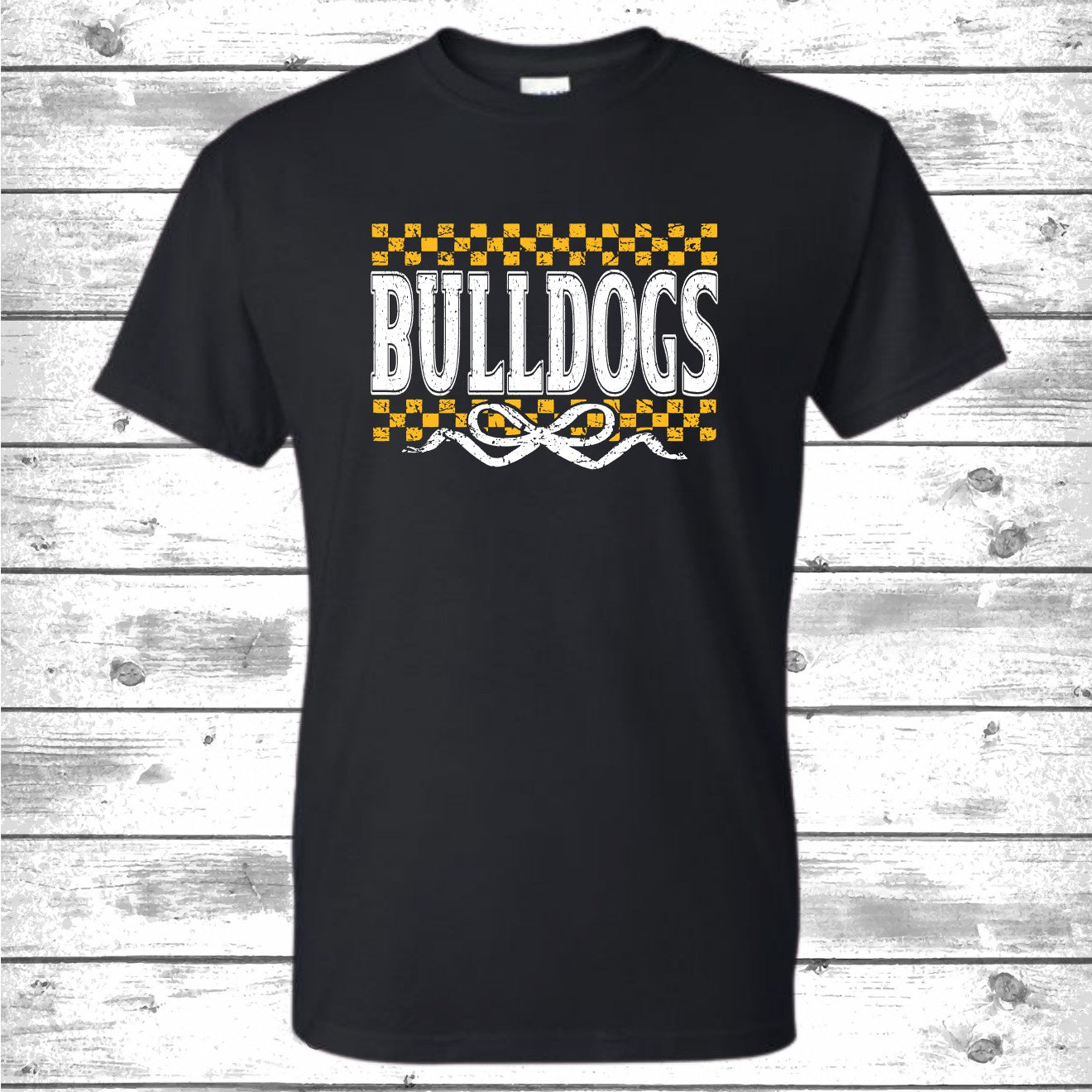 Bulldogs checkered bow T-Shirt or Sweatshirt
